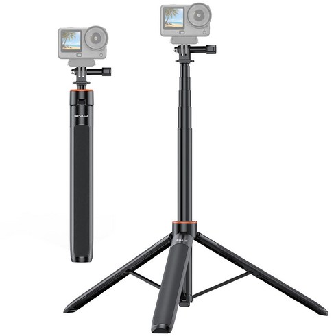 PULUZ 액션 카메라 셀피 스틱 삼각대 브이로그 라이브 스트리밍 홀더, 1개, 검정, 1.4m