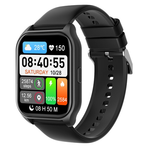 DAICOO 다이코 통화가능 GPS 블루투스 스마트워치 42mm R8, 블랙, 4.2cm, GPS + 블루투스