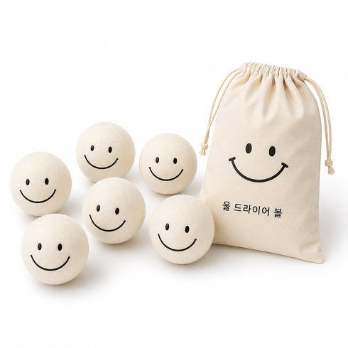 건조기 양모볼 울 드라이어볼 8cm XL 대형 100% 뉴질랜드 천연양모 정전기 방지 건조시간 단축 파우치 증정, 1세트, 울볼*6개+파우치*1개