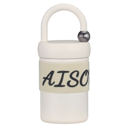 AISOUL 텀블러 보온 보냉 핸들 물병 400mL 스텐 내병 텀블러, 화이트, 1개