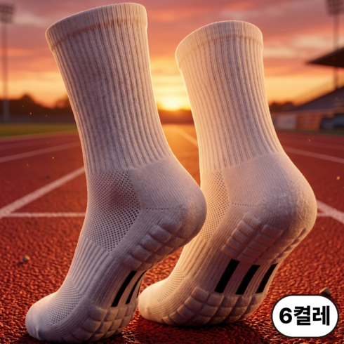 에어런 스포츠양말 마라톤 러닝 양말 장목, 6개, 화이트