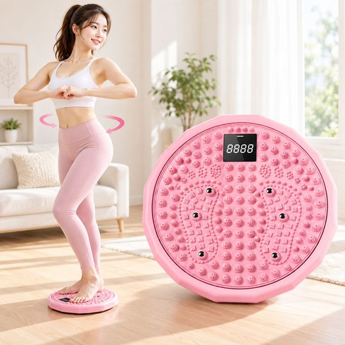LTJZ 디지털 디스플레이 지압 스텝퍼 회전 발 지압판 가정용 트위스트 운동기구 발 지압판 매트, 핑크 (카운터 기능)