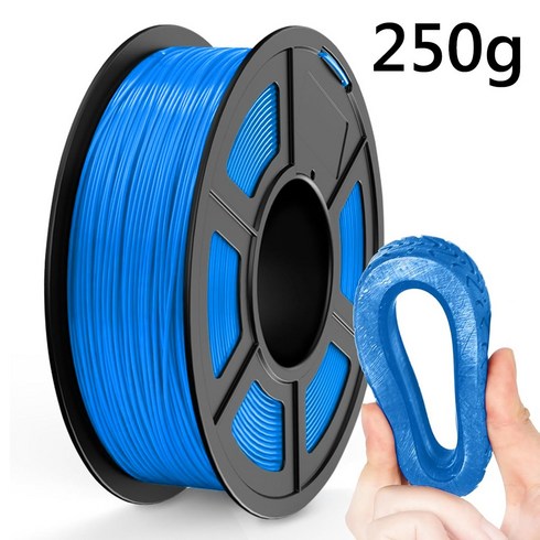 3D프린터 TPU 필라멘트 1.75mm 250g 블랙 화이트 레드 오렌지 옐로우 그린 블루 퍼플 피부색 부드럽다 다양한 컬러 고내구성 FDM 프린터 호환 소용량 필라멘트, TPU 파란색