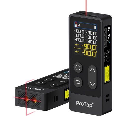 ProTap 레이저 거리측정기 60m 다기능 초정밀 레이저 줄자 십자선 투사 면적 부피 각도 측정 수평계 1.77인치 LCD Type-C 충전 D1+, 1개