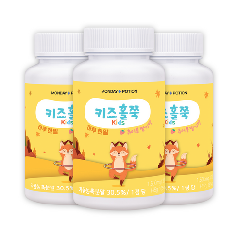우리아이쏙쏙 키즈홀쭉 30정 숙지황 홍화씨 차전자피분말 함유, 3개