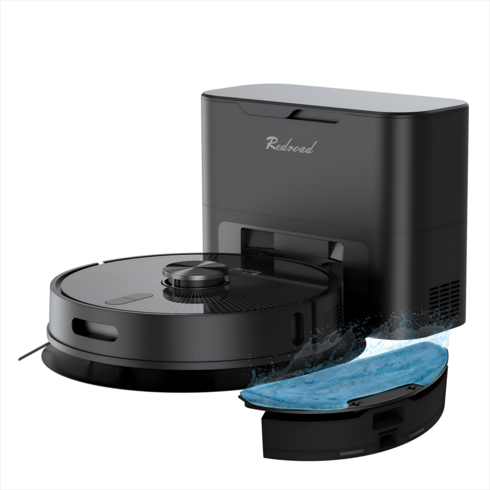 Redroad R10 2in1 물걸레 로봇청소기 LDS센서 먼지비움 어플연동, 블랙