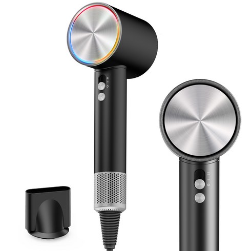TROKY 헤어 드라이기 고출력 파워풍량 초고속 BLDC 모터 110000rpm 1600W 저소음 가정용 휴대용 드라이어 3모드, 블랙, Y7