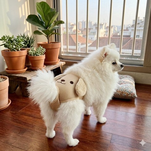 개생리바지 강아지 생리팬티 외출 하여 개를 산책시키다 누수 방지 암컷 개 기저귀 카키색 S M L XL, 1개, 1개입, 중형