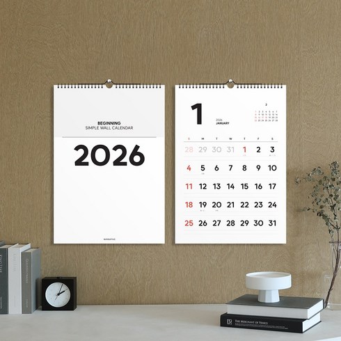 2026 달력 비기닝 26년 벽걸이 대형 인테리어 캘린더 큰 음력 절기 옛날달력, 1개, B3 / 블랙