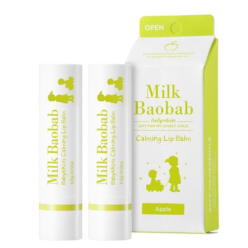 밀크바오밥 베이비 앤 키즈 카밍 립밤, 사과향, 3.5g, 2개