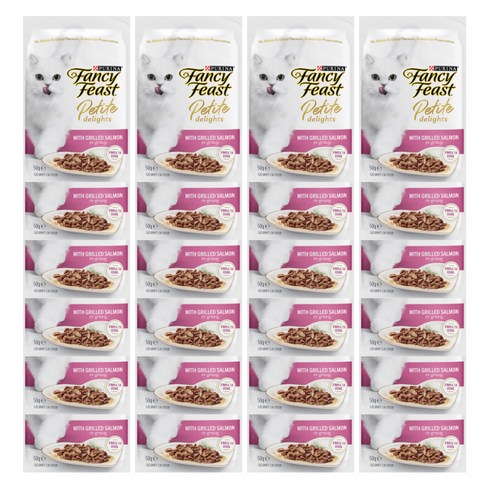 팬시피스트 전연령 고양이 쁘띠딜라이트 주식 파우치, 연어, 50g, 24개