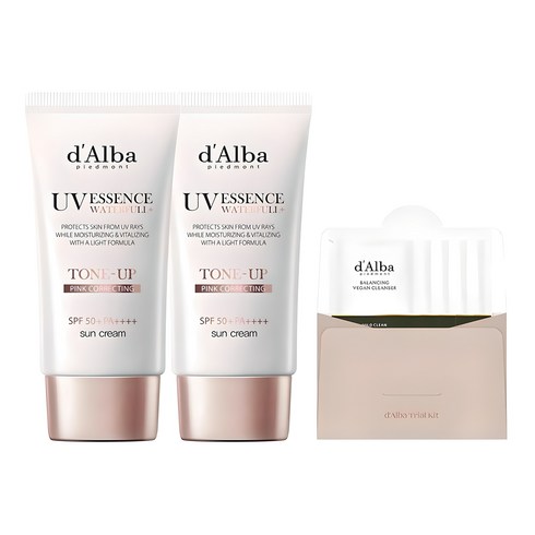 [비건뷰티] 달바 워터풀 톤업 선크림 SPF50+ PA++++ 50ml 2p + 샘플 키트 15ml 세트, 1개