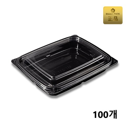버디팩 PET 검정 사각 반찬 용기 550ml MT-211 꼬마김밥, 100세트, 1개