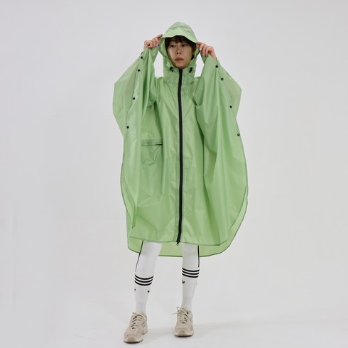 레이블록 지퍼식 판초 우의 우비, 민트그린, 1개
