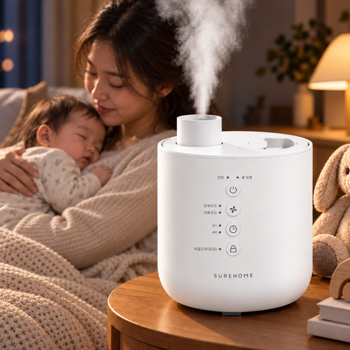 슈어홈 완전살균 가열식 스팀 통세척 가습기 2.5L, 화이트, SUHM-HT510