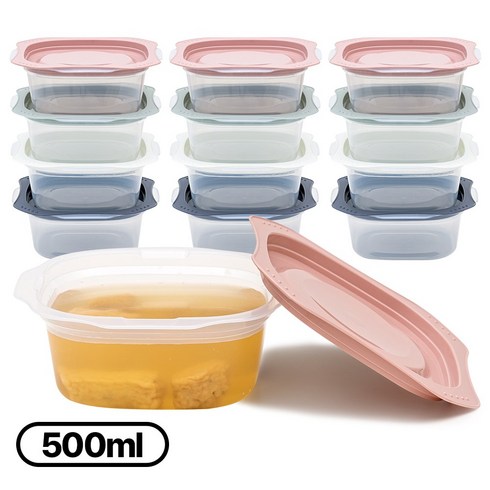 싱글만랩 전자렌지용 국산 냉동밥 보관용기, 혼합색상, 12개, 500ml