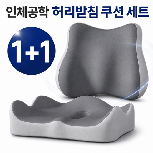 창다 허리쿠션 인체공학 허리지지 등받이 쿠션/허리통증 완화 메모리폼 쿠션/장시간 앉아도 편안한 허리쿠션, 투톤