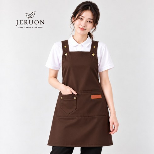 제루온 카페 앞치마 예쁜 주방 앞치마 바리스타 공방 생활방수, 1개, 다크초코