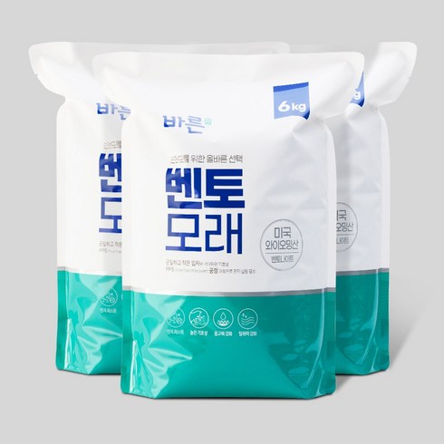 바른 벤토나이트모래 6kg, 3개, 무향