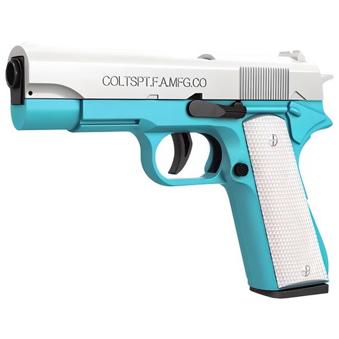 UB 콜트 M1911 탄피 배출 너프건 자동 연사 권총, 1개, 민트 화이트