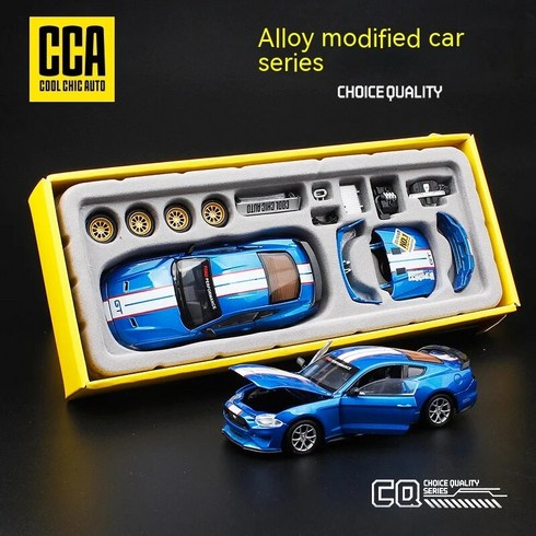 CCA 씨씨에이 DIY 1:43 스케일 포드 머스탱 자동차 다이캐스트, 블루, 1개
