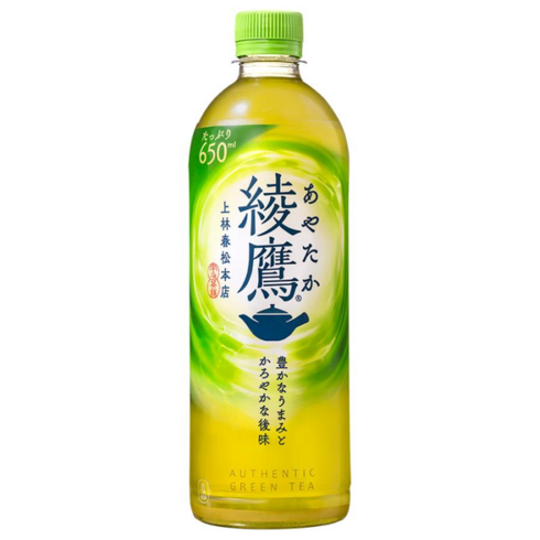 아야타카 녹차 고급 일본 수입 티 페트 음료, 650ml, 24개