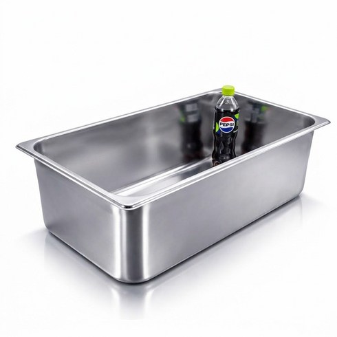 304 NSF식품 승인 사각 견고한 업소용 냉장고 반찬 스텐 밧드 바트, 1/1 (530x325mm) × 높이 20cm 몸체만, 1개