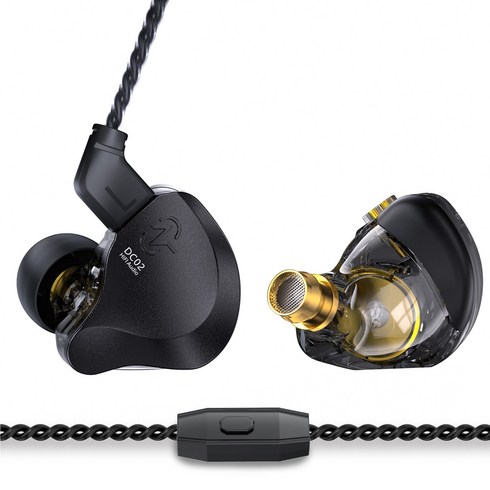 Keephifi CCZ DC02 듀얼 가동코일 HIFI 이어폰, 마이크, 블랙