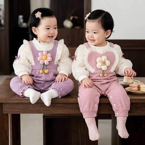 바냐 빅플라워 러플멜빵 우주복