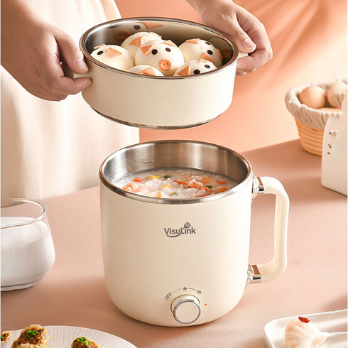 VisuLink 비주링크 멀티쿠커 전기냄비 라면포트 가정용 다용도 찜기 1.8L, CND-1902-15