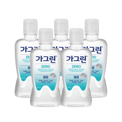 가그린 제로 구강청결제, 250ml, 5개