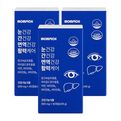 맘픽 눈건강 간건강 면역건강 활력 케어 루테인 밀크씨슬 아연 영양제, 3개, 60회분