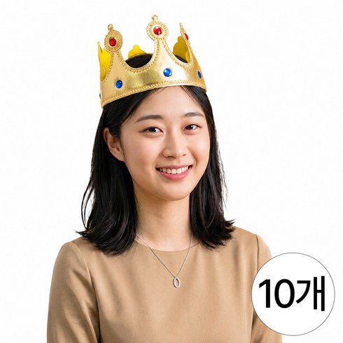 이벤트홀릭 소프트 골드 파티 왕관 생일 단체모임 포토소품, 1세트, 골드 왕관 10개