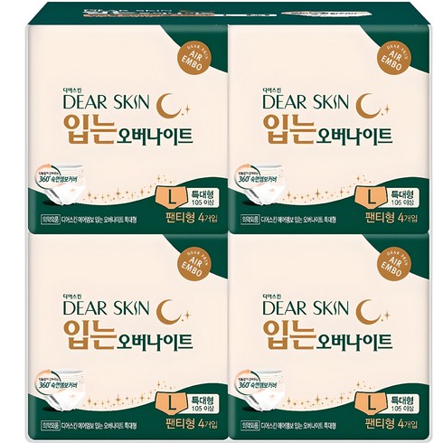 디어스킨 에어엠보 입는 오버나이트, 특대형, 4개입, 4개