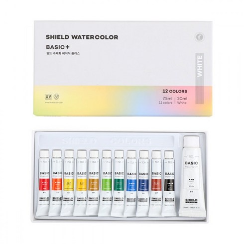 쉴드 베이직 수채화물감, 7.5ml, 12색