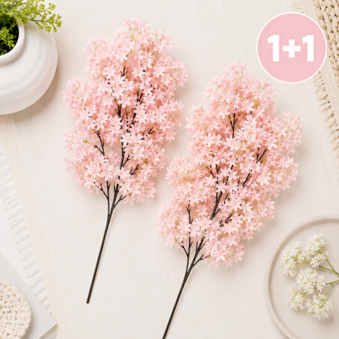 하스몰 라일락조화 인조라일락 조화꽃다발 인테리어조화 보라꽃조화, 라이트핑크, 1개