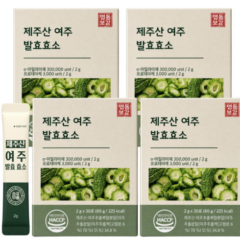 국산 여주발효효소 제주산 여주와 효소 식약청인증 여주 발효효소 분말, 4개, 60g