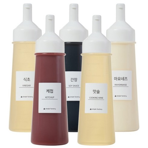 심플팩토리 흐르지 않는 원터치 소스통, 5개, 450ml