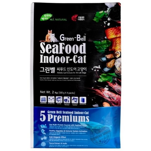 내츄럴큐브 그린벨 씨푸드 캣 기능성 사료, 5kg, 1개