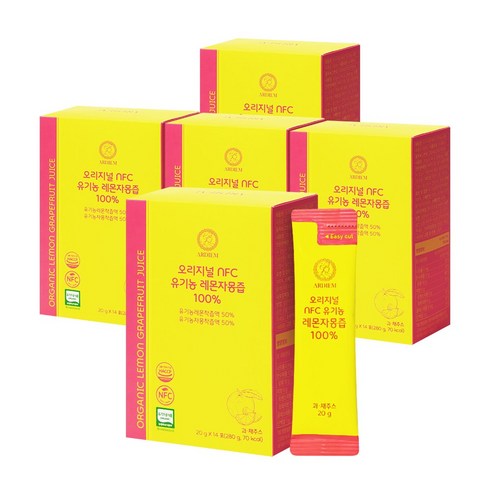 아르디엠 오리지널 NFC 유기농 레몬자몽즙 100% 착즙 레몬 자몽 원액, 5개, 280g