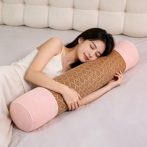 Mosashoe 등나무 바디필로우 롱쿠션 죽부인, 핑크