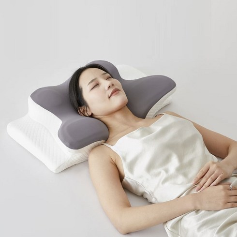 이지앤슬립 옆으로 누워 자는 메모리폼 기능성 목편한 경추 베개, 1개, 그레이