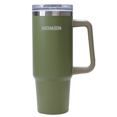 모멘빅터텀블러 대용량텀블러 손잡이 빨대 진공, 밀리터리카키, 1개, 900ml