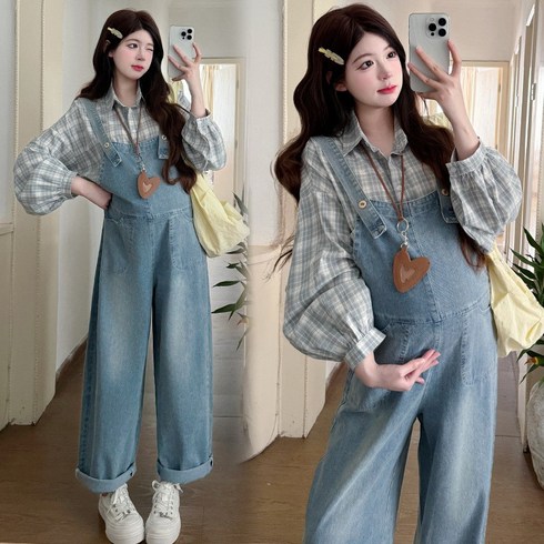 디한스 빅사이즈 와이드 임산부착용가능한 멜빵바지
