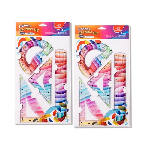 [데스크랩] 말랑말랑 구부러지는자 4pcs, 2세트, 레인보우