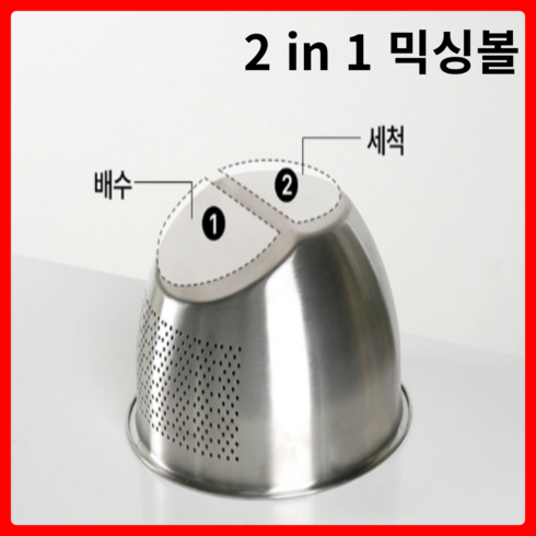 땡스픽 스탠 믹싱볼 채반 쌀 세척볼 야채 과일 다용도 멀티 구멍 바가지 세척 바구니, 1개, 본품