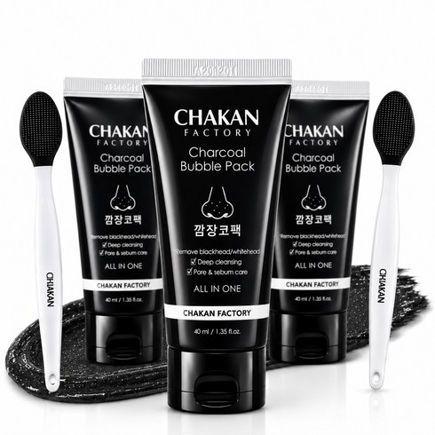 블랙헤드 피지 각질케어 숯폭탄 깜장코팩 모공관리, 3개, 40ml