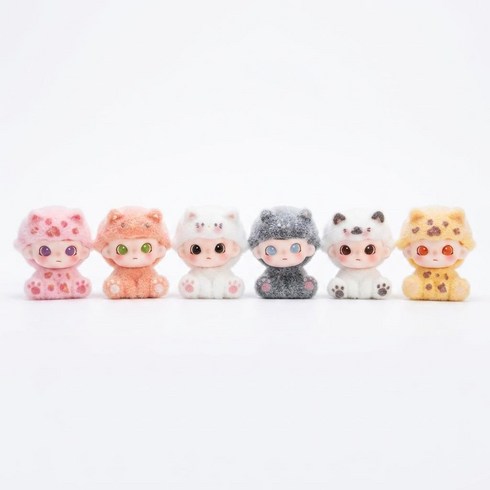 LAIDE 플로킹 고양이 피규어 6종 혼합 세트 자동차 데스크 인테리어 소품 힐링 귀여운 미니 장식품 선물, 6가지 색상 혼합 세트