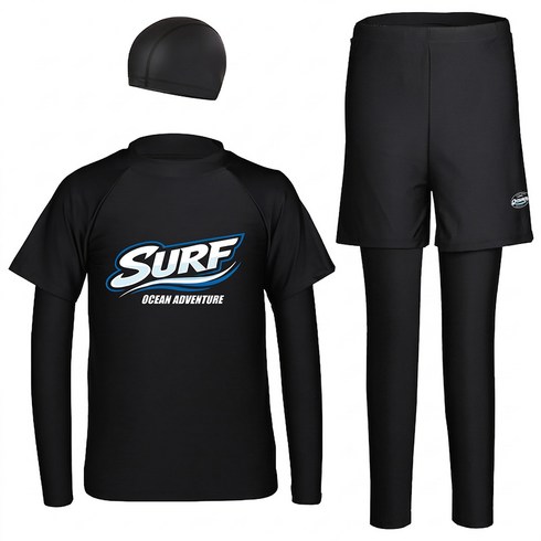 오르웨인 남아 surf 생존수영 주니어 래쉬가드 3종 세트