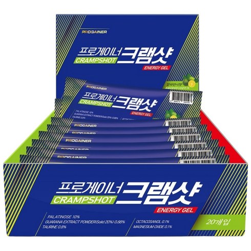 프로게이너 크램샷 깔라만시맛 파워젤 근육 긴장 쥐 완화 라이딩 러닝 마라톤 등산 에너지젤, 20개, 35g